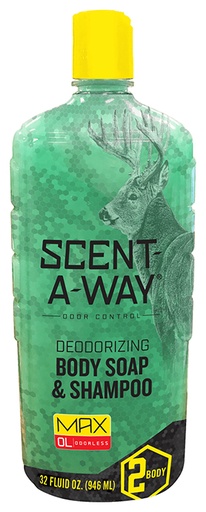 [021291077588] Scent-A-Way 07758 Shampoo/Body Wash  Odor Eliminator Odorless Scent Vegetable Proteins 32oz Bottle