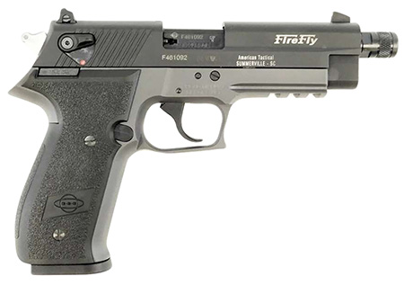 [819644027065] GSG GERG2210TFFS FireFly  22 LR 10+1 4" Steel/Threaded Barrel, Black Serrated Slide, Smoke Zinc Alloy w/Accessory Rail Frame, Black Polymer Grip