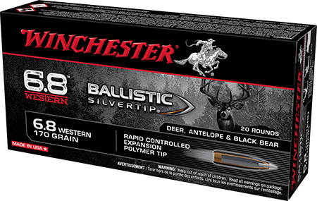 [020892230279] Winchester Ammo SBST68W Ballistic Silvertip  6.8Western 170gr Rapid Controlled Expansion Polymer Tip 20 Per Box/10 Case