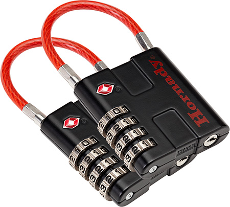 [090255960228] Hornady 96022 Rapid Safe TSA Lock Open With Combination Black Red 2 Pack *Worn