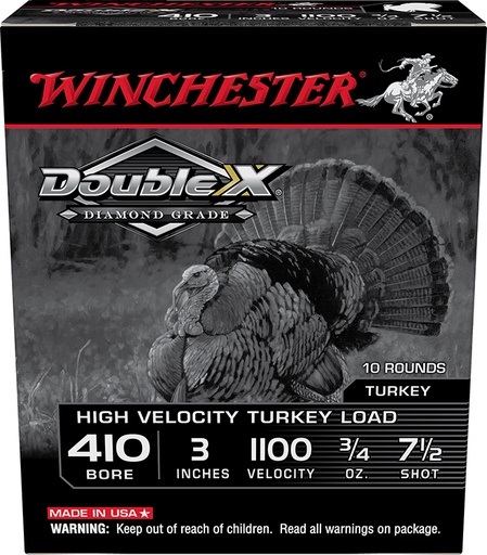 [020892026346] Winchester Ammo STH4137 Double X Diamond Grade 410Gauge 3" 3/4oz 7.5Shot 10 Per Box/10 Case for Turkey