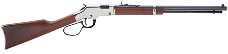 [619835044037] Henry H004SL Golden Boy Silver Large Loop Full Size 22 S/L/LR 20" Blued Octagon Barrel, Nickel-Plated Steel Drilled  &  Tapped Receiver, American Walnut Fixed Stock, Right Hand