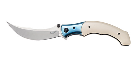 [794023747102] CRKT 7471 Ritual  4.37" Folding Plain Satin 12C27 Sandvik Blade/ Ivory/Blue Resin w/SS Bolster Handle Includes Pocket Clip