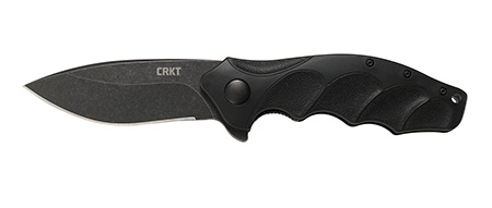 [794023008241] CRKT K221KKP Foresight Assisted 3.53" Folding Modified Drop Point Plain Black Stonewashed 4116 Stainless Steel Blade/ Black Contoured GRN Handle Includes Pocket Clip