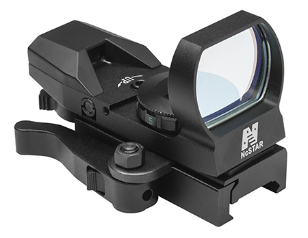 [848754001238] NcStar D4BQ Red Four Reticle Reflex  Black Anodized 1 x 0.95" x 1.34" 3 MOA Red Dot Multi Reticle QR Mount