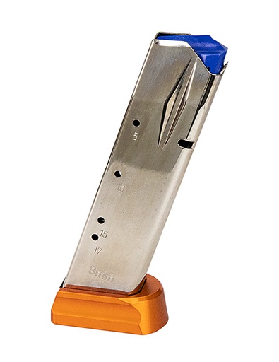 [806703111636] CZ-USA 11163 CZ 75  19rd 9mm Luger Fits CZ Shadow 2/CZ 75 SP-01 Nickel/Orange Steel