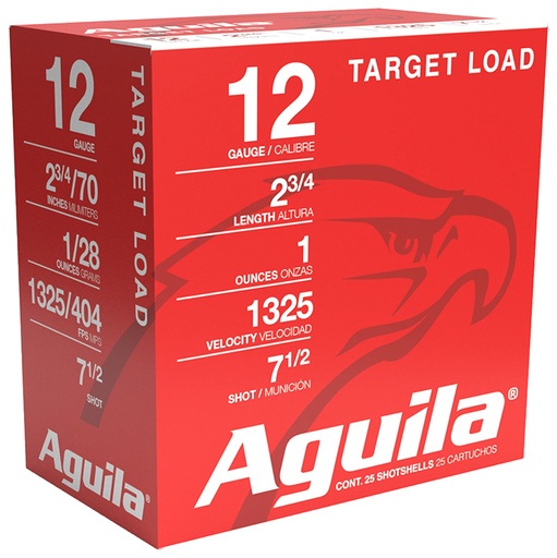 [640420002903] Aguila 1CHB1285 Sporting Clays High Velocity 12Gauge 2.75" 1oz 7.5Shot 25 Per Box/10 Case