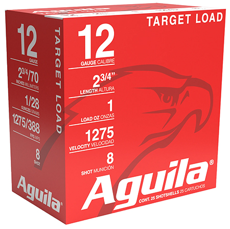 [640420006024] Aguila 1CHB1328 Target Load Competition 12Gauge 2.75" 1oz 8Shot 25 Per Box/10 Case