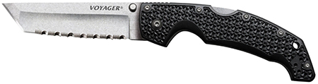 [705442017967] Cold Steel CS29AXC Voyager  XL 5.50" Folding Clip Point Plain AUS-10A SS Blade Black Griv-Ex w/Aluminum Liners Handle Includes Pocket Clip