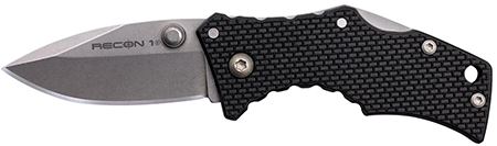 [705442019244] Cold Steel CS7DS Recon 1 Micro 2" Folding Spear Point Plain Stonewashed 4034 SS Blade/ Black Griv-Ex Handle Includes Pocket Clip