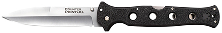 [705442017684] Cold Steel CS10AA Counter Point XL 6" Folding Spear Point Plain Satin AUS-10A SS Blade/Black Griv-Ex Handle Includes Pocket Clip