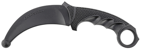 [705442018353] Cold Steel CS92R49 Karambit Rubber Trainer 4" Fixed Plain Black Santoprene Blade/Black Deep Checkered w/Ring Pommel Santoprene Handle