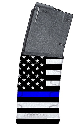 [814002025479] Mission First Tactical EXDPM556AMB1 Extreme Duty  30rd 223 Rem/5.56x45mm Fits AR-15/M4 Black w/Blue Line American Flag Polymer