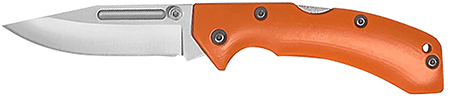[015896007125] AccuSharp 712C Lockback  3" Folding Clip Point Plain Stainless Steel Blade/Blaze Orange G10 Handle Includes Allen Wrench