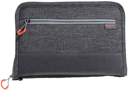 [026509056218] Allen 7757 Auto-Fit 2.0 Deluxe Handgun Case Gray w/Red Accents, Foam Padding, Knit Interior, Exterior Pocket  Finish for Most Full-Size Semi-Autos 11" L