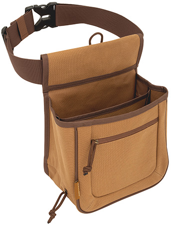 [026509054283] Allen 8332 Rival Double Compartment Shell Bag Tan Canvas Holds 2 Boxes of 2 3/4" 12 Gauge Shells Side By Side