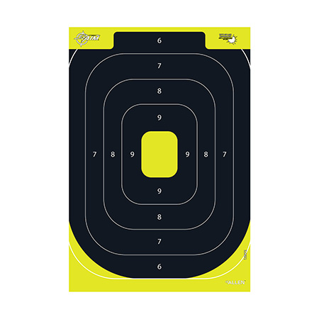[026509053613] EZ-Aim 15372 Splash Reactive Target IPSC Silhouette Paper Hanging 12.50" W X 18.25" H Black/Yellow 8 Per Pkg