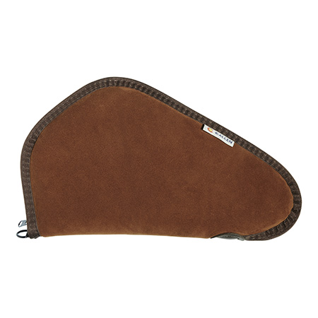 [026509044857] Heritage Cases 8613 Handgun Case  Brown Suede w/Black Trim, Faux Sherpa Lining  &  Foam Padding, Lockable Zippers 13" L