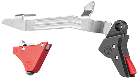 [081950615001] Timney Triggers ALPHAGLOCK5 Alpha Competition 9mm Luger/40 S&W/22 LR, Red Straight Trigger, Compatible w/Glock Gen5  &  Glock 44