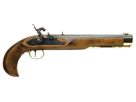 [040589106007] Traditions P1060 Kentucky Pistol Single Shot 50 Cal Percussion 10" Color Case Hardened Frame Blued Barrel Walnut Grip