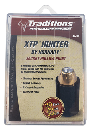 [040589149707] Traditions A1497 XTP Hunter Muzzleloader Bullets 50Cal Jacketed Hollow Point 240gr 20/Box
