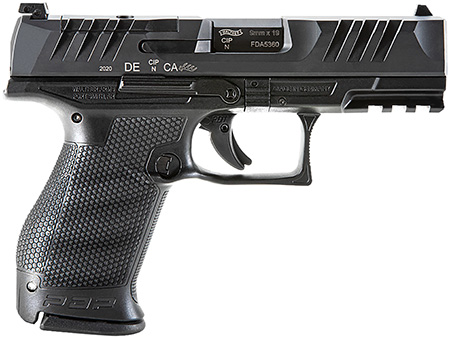 [723364216961] Walther Arms 2851229 PDP Compact Optic Ready 9mm Luger 4" 15+1 Black Black Steel Slide Performance Duty Textured Black Polymer Grip
