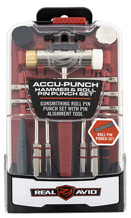 [813119012686] Real Avid AVHPS-RP Accu-Punch Hammer  &  Roll Pin Punch Set Black/Red Steel Rubber Handle
