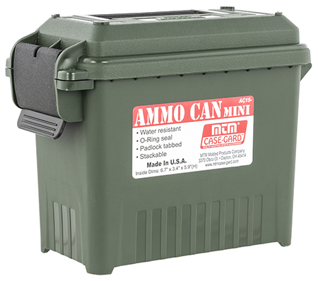 [026057363011] MTM Case-Gard AC1511 Ammo Can Mini Multi-Caliber Forest Green Polypropylene