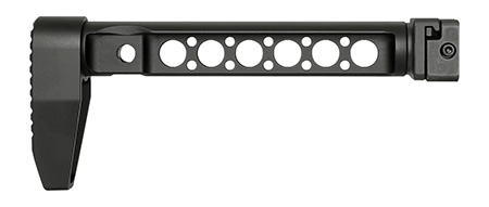 [812102033332] Midwest Industries MISTAPSFLWS Buttstock with Folding Adaptor  Black Steel with Minimalistic Butt Plate