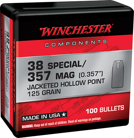 [020892633841] Winchester Ammo WB38HP125X Centerfire Handgun Reloading 38Special 125gr Jacketed Hollow Point 100 Per Box/10 Case