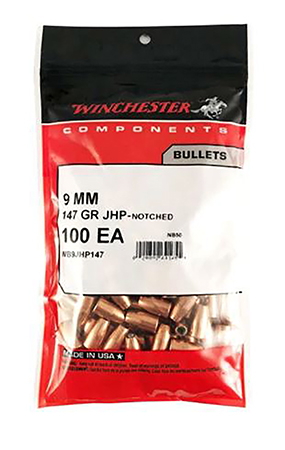 [020892642393] Winchester Ammo WB9JHP147D Centerfire Handgun Reloading 9mm 147gr Jacketed Hollow Point 500 Per Box/4 Case