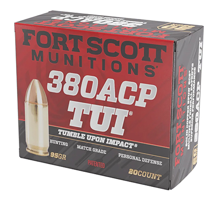 [753677048157] Fort Scott Munitions 380095SCV Tumble Upon Impact (TUI)  380ACP 95gr Solid Copper Spun 20 Per Box/25 Case