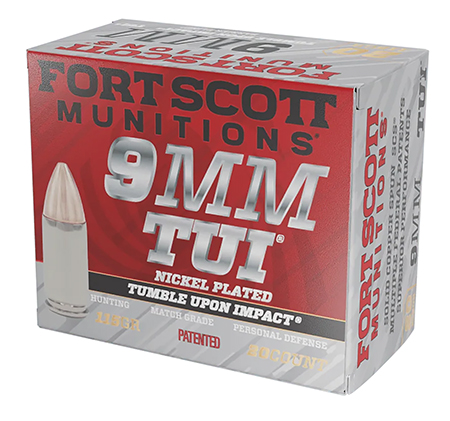 [758381721846] Fort Scott Munitions 9MM115SCVNIC Tumble Upon Impact (TUI)  9mmLuger 115gr Solid Copper Spun 20 Per Box/25 Case