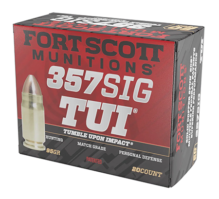 [758381721525] Fort Scott Munitions 357SIG095SCV Tumble Upon Impact (TUI)  357Sig 95gr Solid Copper Spun 20 Per Box/25 Case
