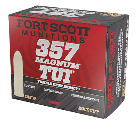 [758381721662] Fort Scott Munitions 357MAG125SCV Tumble Upon Impact (TUI)  357Mag 125gr Solid Copper Spun 20 Per Box/25 Case