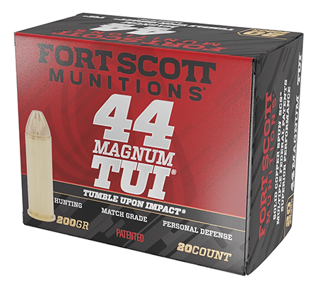 [758381721693] Fort Scott Munitions 44MAG200SCV Tumble Upon Impact (TUI)  44RemMag 200gr Solid Copper Spun 20 Per Box/25 Case