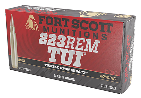 [753677048287] Fort Scott Munitions 223055SCV Tumble Upon Impact (TUI)  223Rem 55gr Solid Copper Spun 20 Per Box/25 Case
