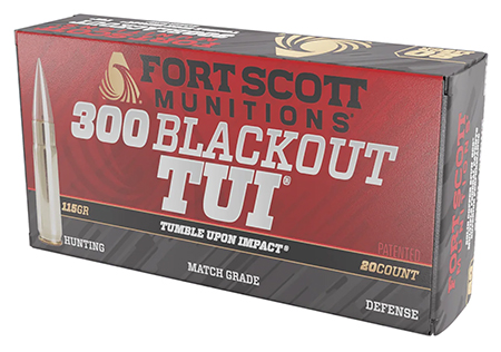 [758381721150] Fort Scott Munitions 300115SCV Tumble Upon Impact (TUI)  300Blackout 115gr Solid Copper Spun 20 Per Box/25 Case