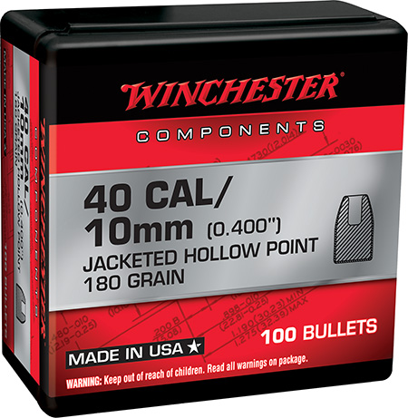 [020892633889] Winchester Ammo WB40HP180X Centerfire Handgun Reloading 40S&W 180gr Jacketed Hollow Point 100 Per Box/10 Case