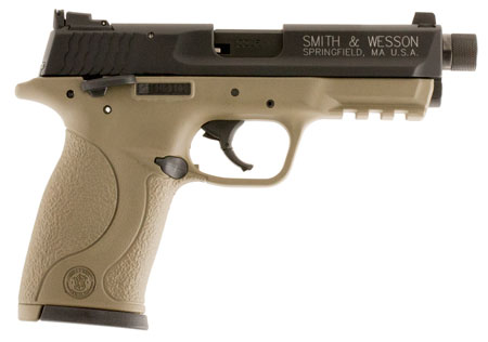 [022188868432] Smith  &  Wesson 10242 M & P  Compact Frame 22 LR 10+1 3.60" Black Steel Threaded Barrel  &  Serrated Slide, Flat Dark Earth Cerakote Polymer Frame w/Picatinny Rail, Ambidextrous