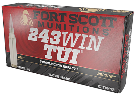 [758381721563] Fort Scott Munitions 243070SCV Tumble Upon Impact (TUI) Rifle 243Win 70gr Solid Copper Spun 20 Per Box/10 Case