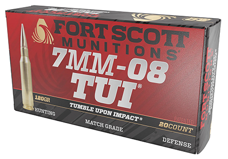 [758381721365] Fort Scott Munitions 7MM08120SCV1 Tumble Upon Impact (TUI) Rifle 7mm-08Rem 120gr Solid Copper Spun 20 Per Box/10 Case