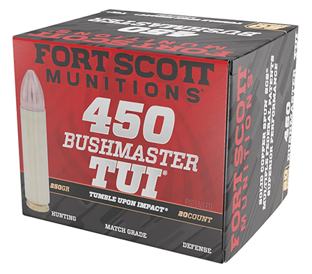 [758381721624] Fort Scott Munitions 450BM250SCV Tumble Upon Impact (TUI) Rifle 450Bushmaster 250gr Solid Copper Spun 20 Per Box/10 Case