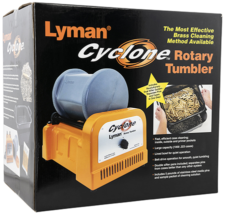 [011516515506] Lyman 7631550 Cyclone Rotary Tumbler Orange/Blue Multi-Caliber 1000 Cases 10 lbs