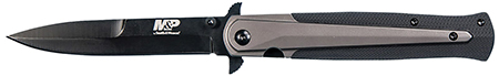 [661120413981] Smith  &  Wesson Knives 1085899 M & P Tactical Stiletto 4" Folding Spear Point Plain Stainless Steel Blade FRN Black/FDE Includes Pocket Clip