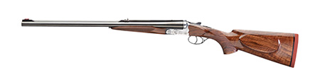 [853418714164] Rizzini USA 7001416 Rhino Express  Full Size 416 Rigby 2rd 23" Gloss Blued Steel Barrel, Coin Anodized Silver Engraved Steel Receiver, Oiled Turkish Walnut Fixed w/Pistol Grip Wood Stock, Ambidextrous