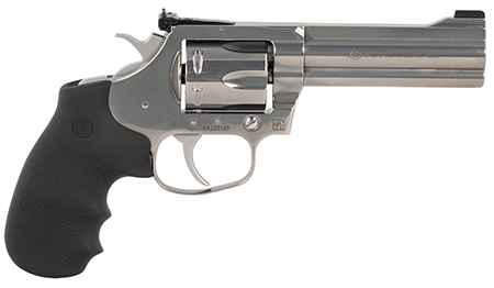 [098289001337] Colt Mfg KCOBRASB4NS King Cobra Target 357 Mag 6 Shot 4.25" Brushed Stainless Steel Barrel, Cylinder  &  Frame, Black Hogue Rubber w/Finger Grooves Grip