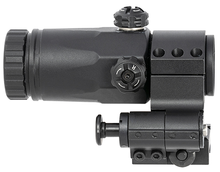 [840103158051] Meprolight USA 8014000400 MX3-F Magnifier Black 3 x 1.06" Push Button Flip to Side