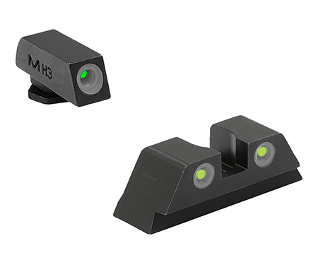 [840103135298] Meprolight USA 102223201 Tru-Dot  Green Tritium White Outline Front Sight-Yellow Tritium White Outline Rear Sight Glock 10 MM/.45ACP