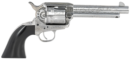 [810012512244] Taylors  &  Company 555156 1873 Cattleman Photo Uberti 45 Colt (Long Colt) 6 Shot 5.50" White Engraved Round Barrel, Cylinder  &  Steel Frame, Black Polymer Navy Grip, Firing Pin Safety, Exposed Hammer